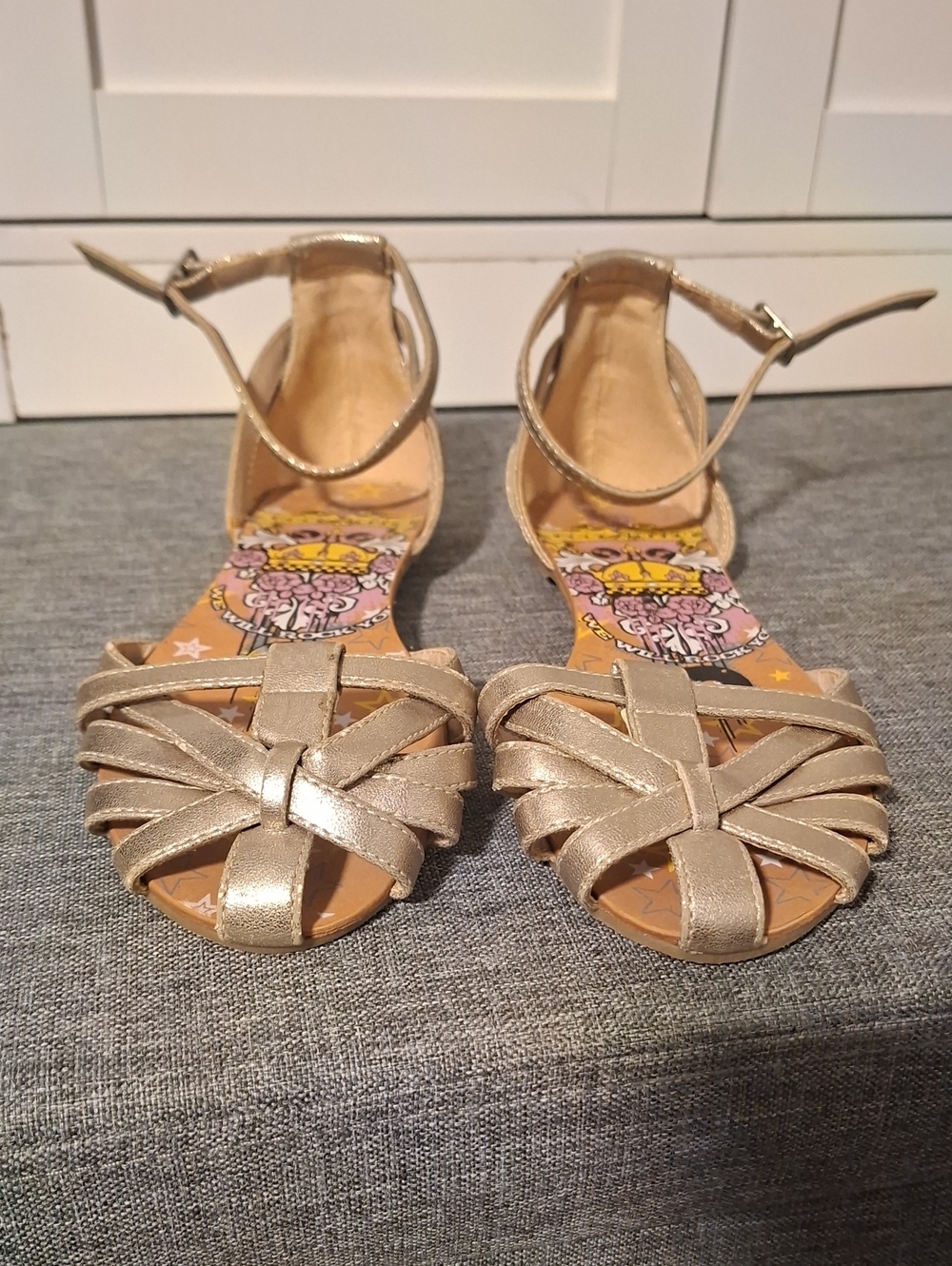 Rock & Candy Gold Strappy Ankle‑Strap Sandals